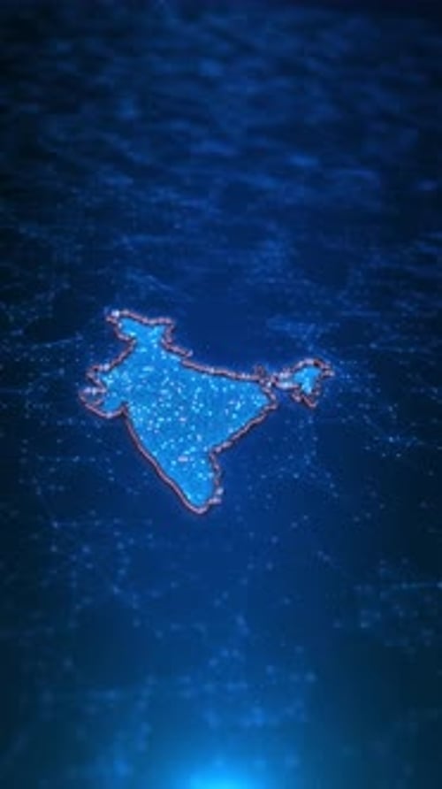 Abstract Digital India Map with Glowing Plexus Network