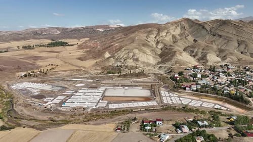 Aerial View Of Mountainside Salt Pans 3