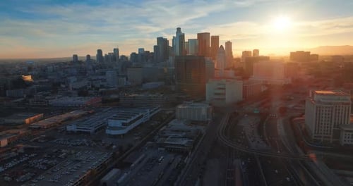 Excellent scenery of Los Angeles downtown in the evening.
