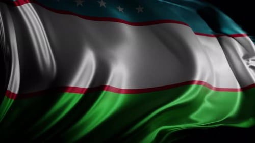 Uzbekistan Flag Waving Seamless Loop Animation