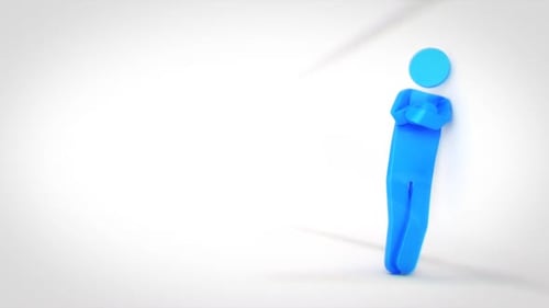 3d Business Man Blue loopable character watching