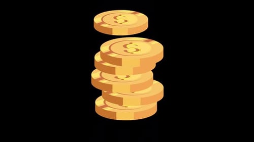 Dollar Coin Falling Animation HD On Alpha Loop