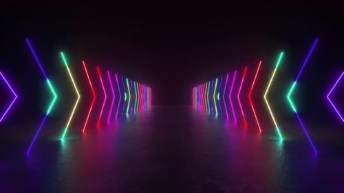Installation eines Neonlichttunnels