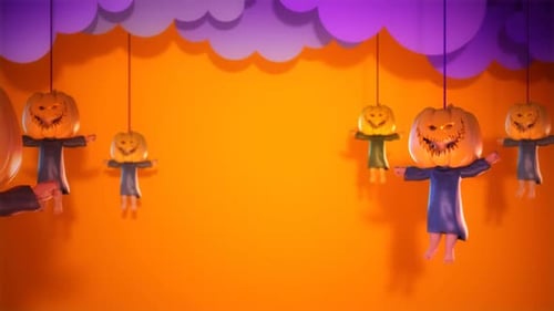 3D Halloween Pumpkin Characters Animated Background