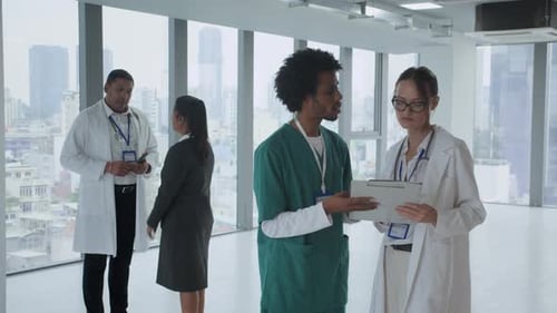 Doctors and Staff Collaborating in Modern Hospital