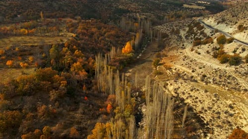Mountains and valley in autumn