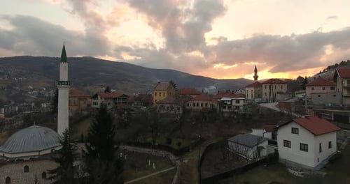 Travnik city drone shot