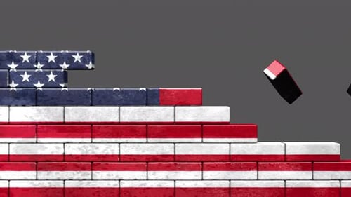 Muro con la bandera de Estados Unidos creado por Breaks + Alpha Channel