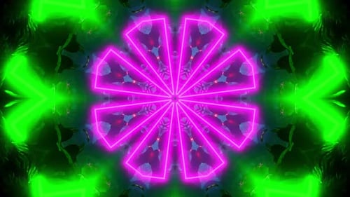 Glowing Neon Geometric Kaleidoscope Loop Background