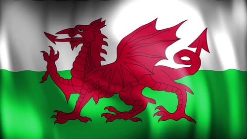 Waving Welsh Flag Animation with Red Dragon Symbol