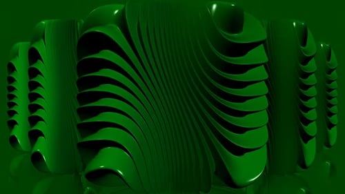 Green Background with Cubes of Plasma, Unique Design, 3D Render, Exclusive, Reflection