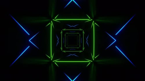 Green And Blue Neon X Tunnel Background Vj Loop In 4K