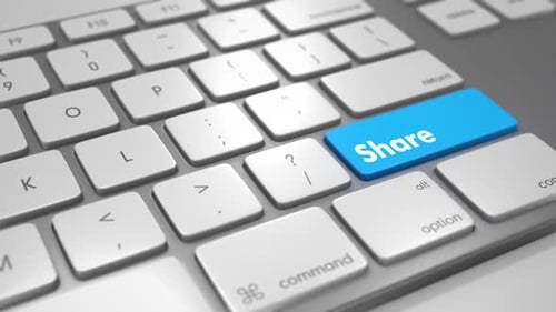 Animated Finger Pressing Blue Share Button on Keyboard