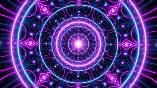 Neonlicht-Mandala-Kaleidoskop 02 mit Herzmuster