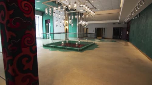 Decorative Art Piece Adorns Contemporary Theater Lobby