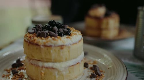 Delicious Cake with Blueberries and Chocolate Chips