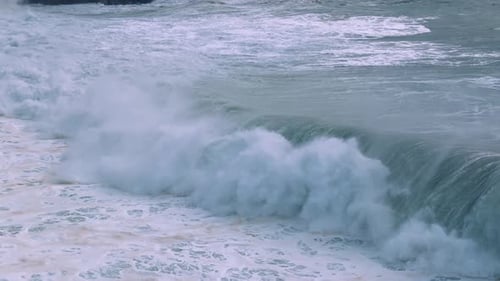 CloseUp of a Powerful Ocean Wave Crashing