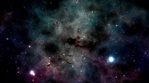 Flying Through a Dazzling Cosmic Nebula and Star Field