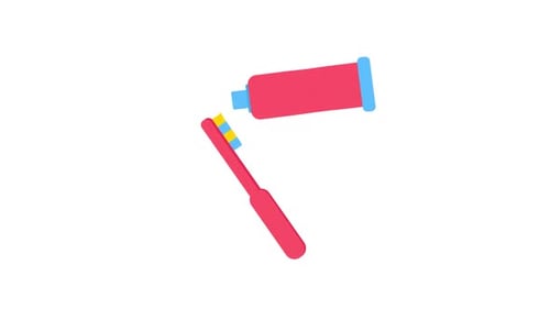 Toothpaste Applied to a Toothbrush Flat Design Animation