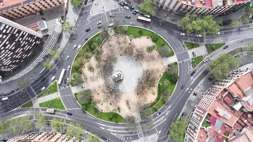 Scenic Roundabout. Famous Roundabout. Downtown Cityscape. Top View Crossing.