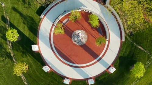 Aerial View of Park Memorial with Eagle Statue