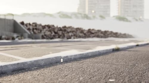 Empty Beach Car Park Spaces Covered in Asphalt