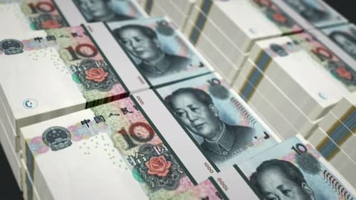 China yuan renminbi money banknotes pack seamless loop