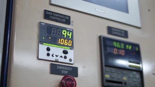 Temperature Control Panel Show the Digital Numbers, Close Up