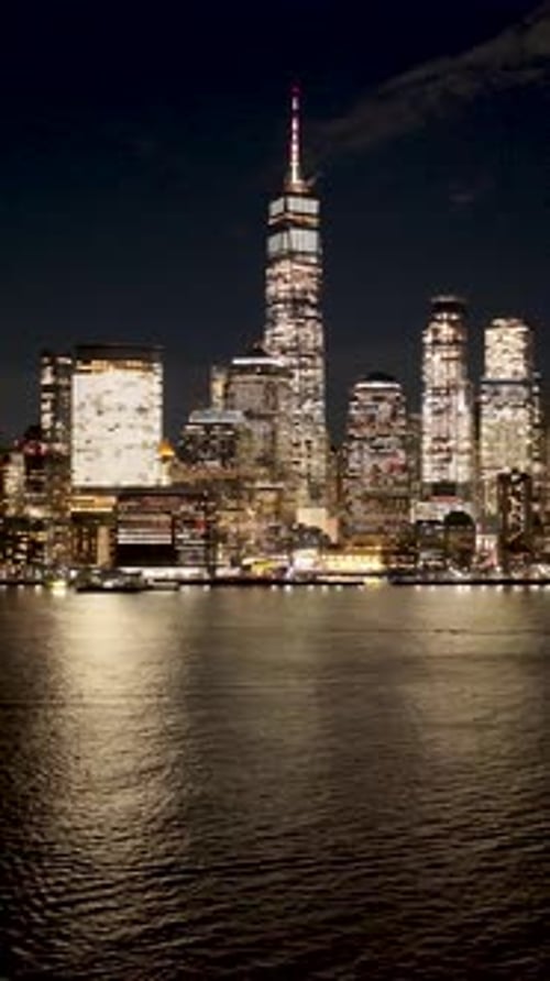 Night Skyline of New York Skyline At Manhattan In New York United States.