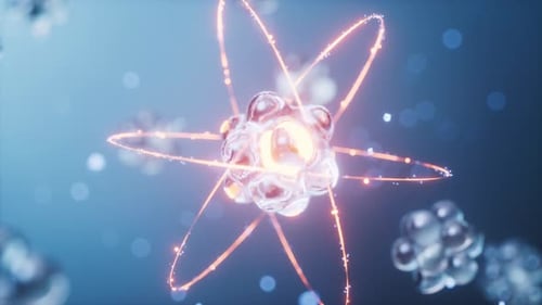 Physics atom with dark blue background