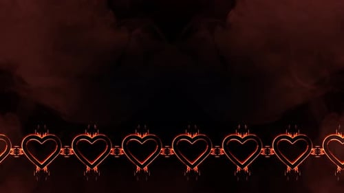 Lower Thirds Row of Fire Hearts Loop Background