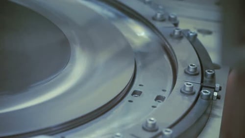 Factory Manufacturing Machinery. Close Up of Industrial Manufacturing Equipment. Factory Manufacturi