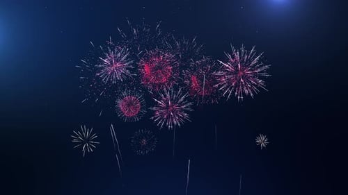 Feiertagsfeuerwerk: Partikel, Funken, Nachthimmel, Hintergrund. Feier, Neujahrsparty, feiern.