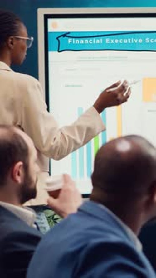 Employees Team Sharing Insight on Sales Statistics in Corporate Briefing Meeting