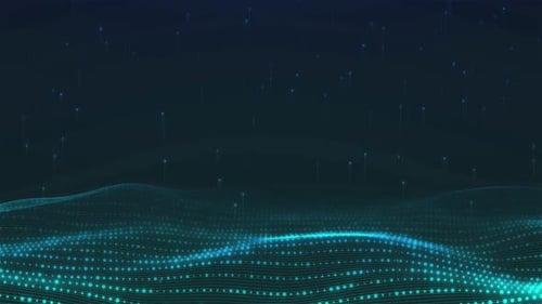 Futuristic Digital Wave Background with Rising Particles