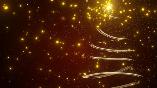 Elegant Christmas Tree Creation with Golden Glowing Particles