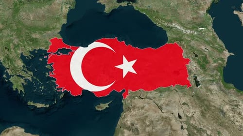 Grenzlinie Türkei: Stocksammlung mit Landeskarten — Weitwinkel zum Vergrößern