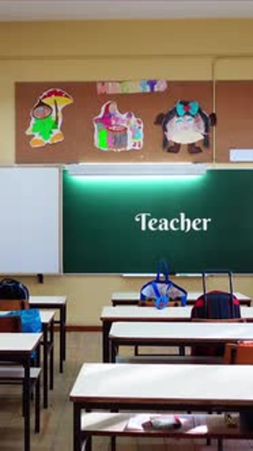 Vertical Video of Teacher Word Written on School Board