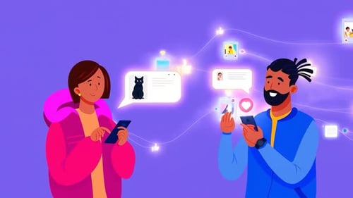 Animated People Interact with Social Media on Smartphones