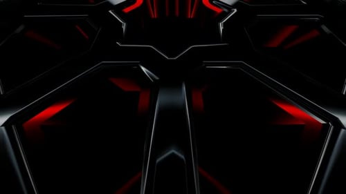 Dark Metallic Geometric Pattern Background with Red Glow