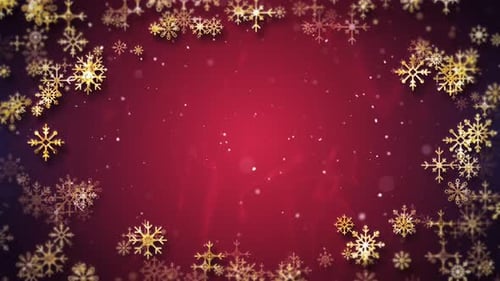 Festive Golden Snowflakes Frame Background Loop