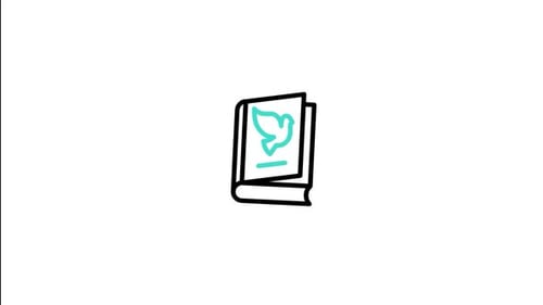 Animated Book with Dove Icon in Flat Design Style