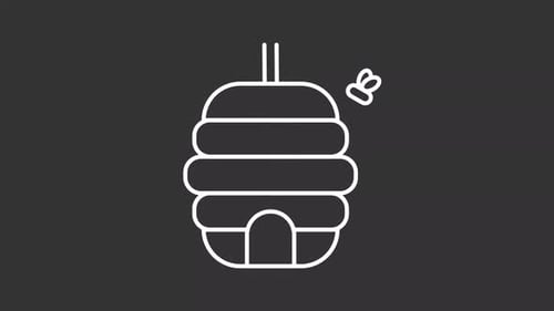 Minimalist Line Art Beehive and Flying Bee Animation