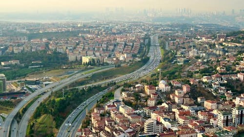 Arial View of Istanbul Asian Side Urban Building Blocks