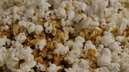 Caramel Popcorn Close-Up Falling Delicious Treat