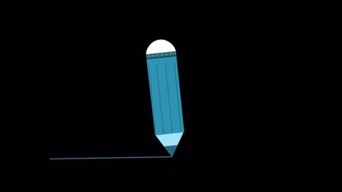 Blue Pencil Drawing Line On Alpha Channel