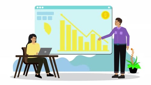 Animated Business Presentation with Financial Charts and People