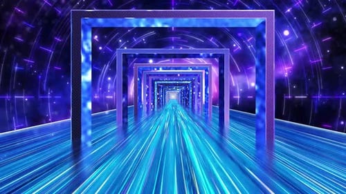 4K Romantic Dreamy Neon Starry Sky Star Track Tunnel Shuttle