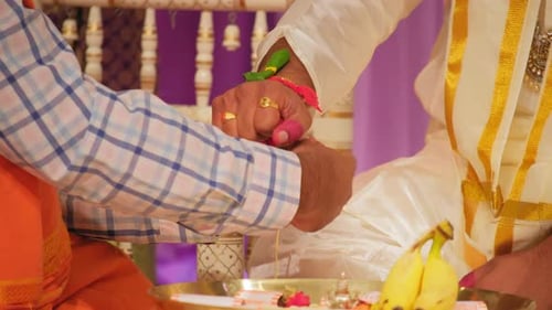 Element of Traditional Indian Hindu Wedding Ceremony Close Up Footage