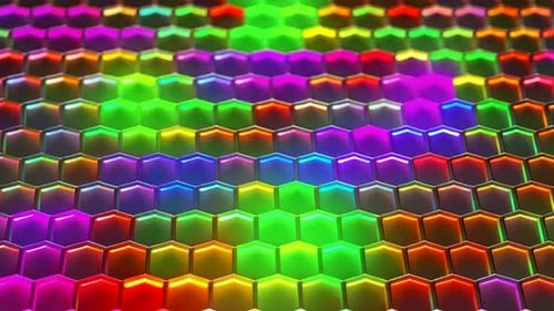Vibrant Glowing MultiColored Hexagon Pattern Background